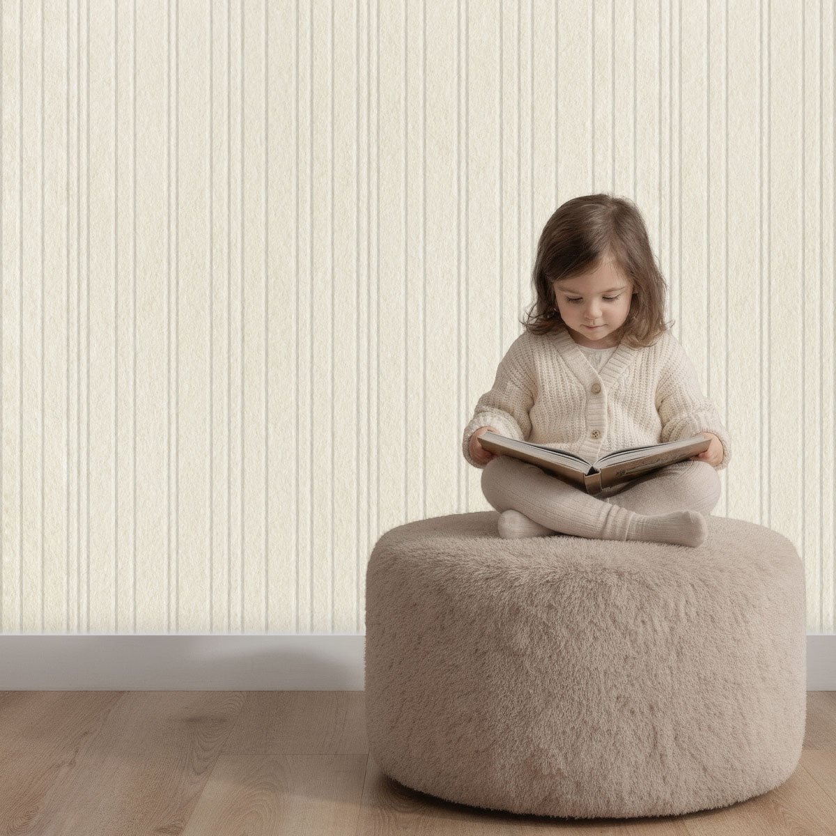 Wandpaneel vilt, lijnenspel, licht beige - 2950 x 1200 mm | 9mm dik | Verbetert de akoestiek | Eenvoudige montage | Wanddecoratie